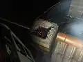 火花が出ている煙突開口部