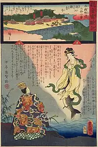 (上図)景観。(下図)聖徳太子と人魚