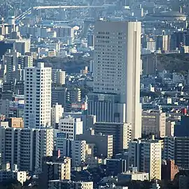 ミッドランドスクエアから見た金山駅周辺