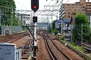 逗子線特有の三線軌条区間（2010年6月 金沢八景駅）