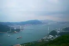 火の山公園から見た関門海峡
