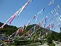 鯉のぼりと神流川