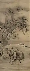 狩野永徳『許由巣父図』のうち巣父図（東京国立博物館）