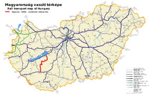 カポシュヴァール - シオーフォク線の路線図
