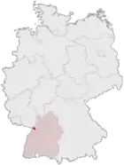 Lage der kreisfreien Stadt Karlsruhe in Deutschland