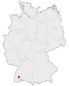 Deutschlandkarte, Position von Furtwangen hervorgehoben