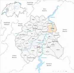 フリブールの位置の位置図