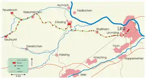 リンツ地方線の路線図