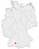 Deutschlandkarte, Position von Riedlingen hervorgehoben