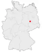 Deutschlandkarte, Position von Lutherstadt Wittenberg hervorgehoben