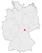 Deutschlandkarte, Position von Saalfeld hervorgehoben