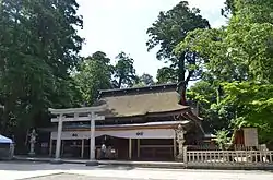 社殿全景本殿後背には神木。