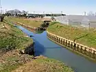 黒沼水田からの排水路が左岸に合流する。また、古隅田川の旧流路が分岐する。
