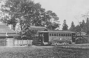 川越電気鉄道時代の運行風景(現在のさいたま市大宮区上小町付近)