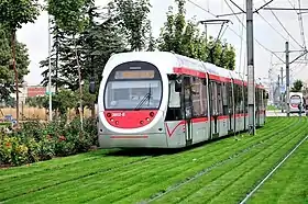 緑化軌道上を走る主力車両・"シリオ"（2011年撮影）
