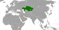 KazakhstanとQatarの位置を示した地図