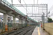 高架化工事の状況旧出町柳行きホームより淀車庫・淀屋橋方面を望む（2008年4月撮影）