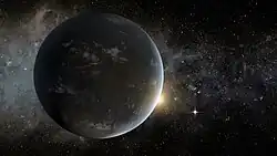 ケプラー62（中央）を周回するケプラー62f（手前）とケプラー62e（右）の想像図。出典: NASA Ames / JPL-Caltech / Tim Pyle
