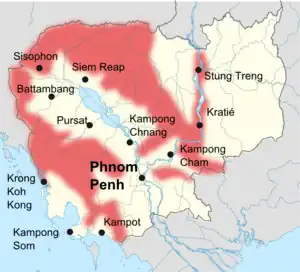 クメール・ルージュの活動地域(1989年 – 1990年)