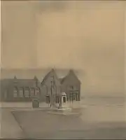 The abandoned city, a symbolist drawing by Fernand Khnopff, was inspired by the landscape of Woensdagmarkt square in Bruges.