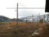 廃線後の駅構内。奥は信州中野方面(2009年撮影)