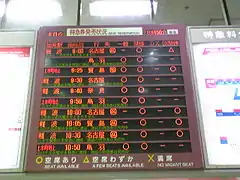 かつて特急券売り場の上にあった特急空席案内（現在は撤去）