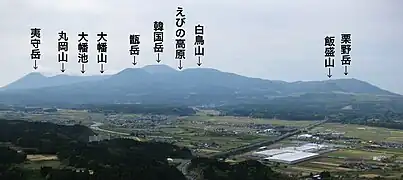 北方（えびの市霧の大橋）から見た霧島山