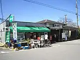 旧駅舎（初代駅舎）（2007年10月、左は小山商店）