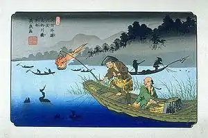 河渡 長柄川鵜飼(木曽街道六十九次)渓斎英泉作