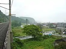 上りホーム北端から近江今津方面を望む