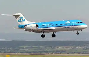 KLMシティホッパーのフォッカー70(ブリストル国際空港)