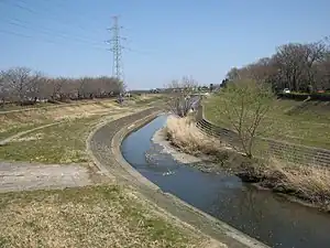小畔川 2007年3月23日撮影（写真左岸に小畔水鳥の郷公園、右岸に御伊勢塚公園がある）