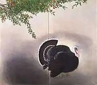 『鶴と七面鳥』 1928年(昭和3年)紙本彩色 財団法人永青文庫蔵