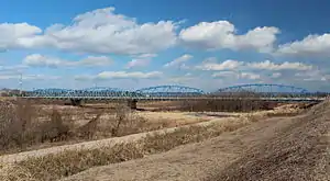 木曽川の南派川に架かる河田橋(愛知県道151号・岐阜県道114号一宮各務原線)