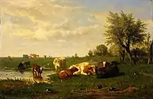 「牧草地の牛」 (1861)