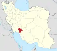 イランにおけるコフギールーイェ・ブーイェル=アフマド(塗りつぶし部)。