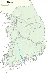 赤い線が全羅線