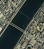 1988年。上・下流橋竣工後で、立体交差橋整備前。