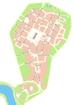 クラクフの位置(クラクフ旧市街内)