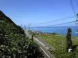 上越市名立区名立大町付近の旧線跡地。新潟県道542号上越糸魚川自転車道線(久比岐自転車道)(2012年)