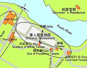 クチン華人街の空間構成(マレーシア, 1991年)