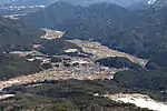 船山から望む高山市久々野町の中心部(2015年3月28日)