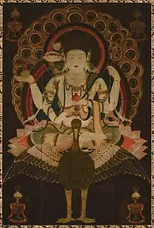（日本の仏教絵画）孔雀明王像 平安時代後期 国宝