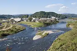 久慈川本流と押川(左)の合流地点。