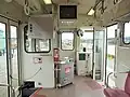 KT-200形 KT-201車内運転台周り。ビデオモニターが見える