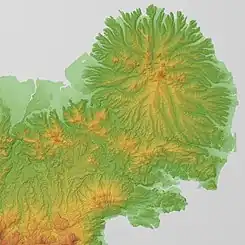 両子火山群の地形図