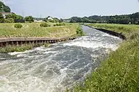 北部幹線は香取市伊地山付近で栗山川へ流入する