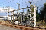 盛岡方にあった交直切換断路器。