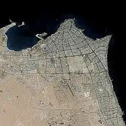 クウェート市(衛星写真)の位置図