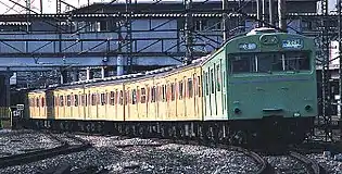 赤羽線103系 混色編成1979年（赤羽駅 - 十条駅間にて）